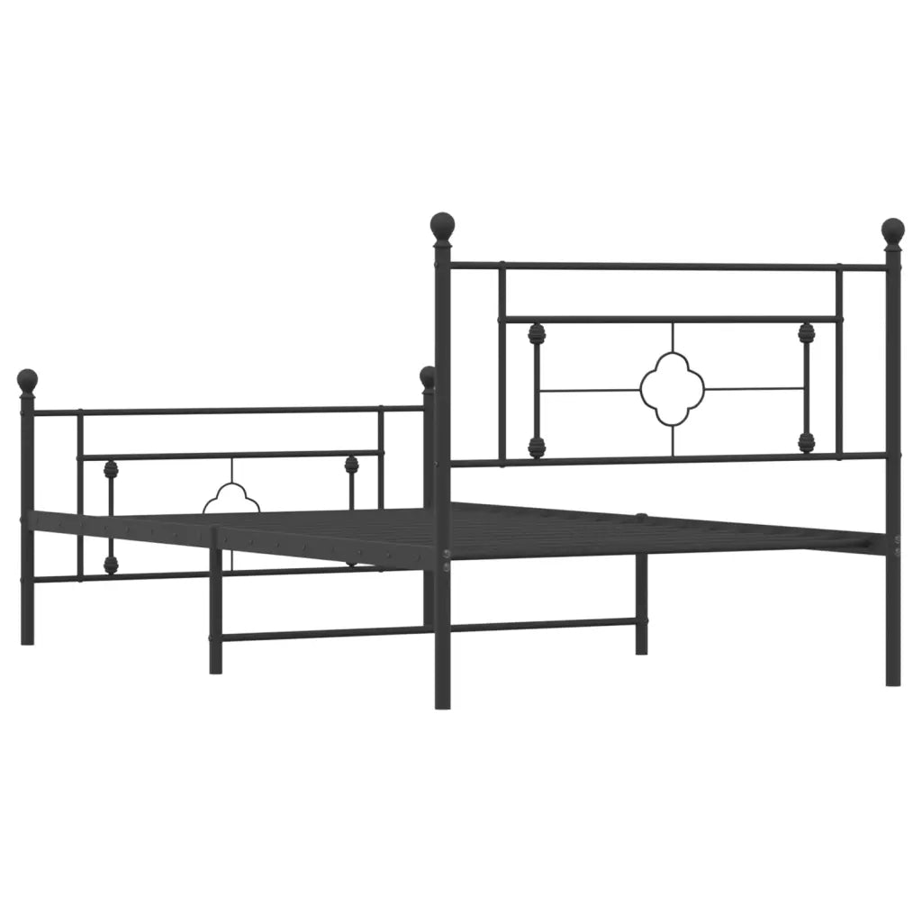 Giroletto con Testiera e Pediera Metallo Nero 107x203 cm 374353