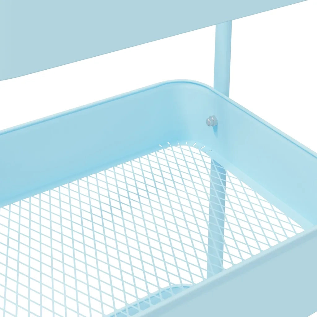 vidaXL Carrello Portaoggetti a 3 Ripiani Blu 42x41,5x77 cm in Acciaio