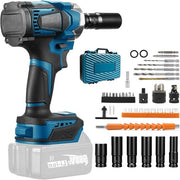 Attrezato a batteria per serratrici 18V - 700 Nm 1/2 pollici senza filo - chiave a batteria con set di chiavi a doppia testa - set di serratrici a batteria
