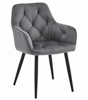 Sedia da pranzo Valora LUKK - Velluto grigio scuro con gambe nere x 1
