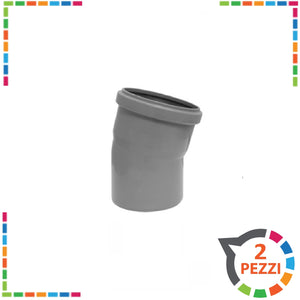 Curva 15° diam. 50 mm per tubo scarichi domestici 2 pezzi