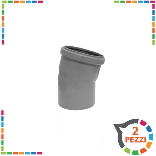 Curva 15° diam. 50 mm per tubo scarichi domestici 2 pezzi
