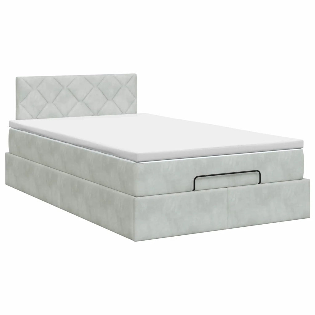 Letto ottomano con materasso Grigio Chiaro 120 x 200 cm Velluto 3456621