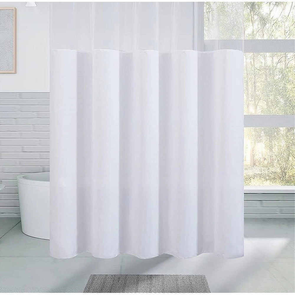 Trade Shop - Tenda Da Doccia Vasca Bagno Peva Con 12 Ganci 180x200cm Trasparente Bianco 69491 -