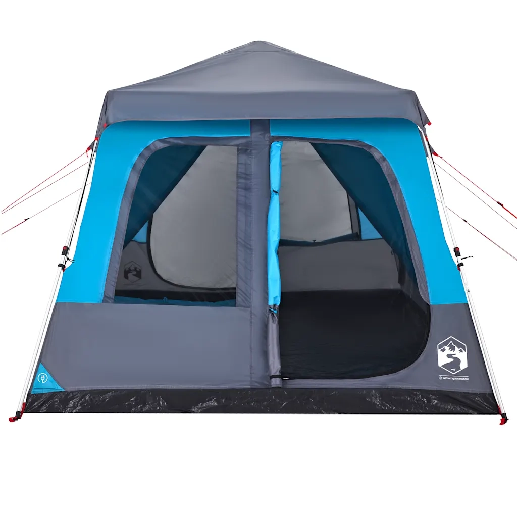 Tenda Familiare a Cupola 8 Persone-Tenda da campeggio Blu a Rilascio Rapido