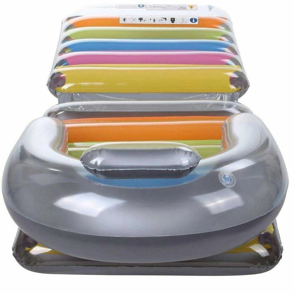 Trade Shop - Poltrona Materassino Gonfiabile Multicolor 198x84cm Per Mare Piscina Pieghevole -