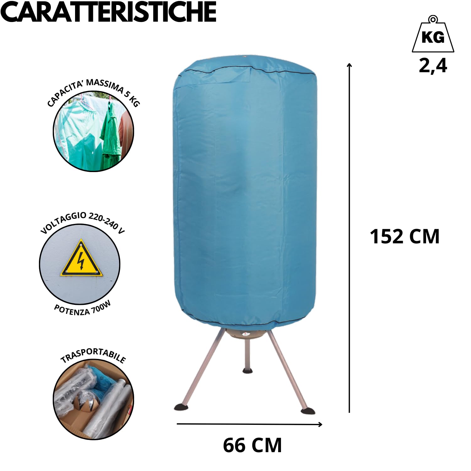 MOHOME Asciugabiancheria Elettrico Aria Calda Armadio Asciugatrice Rapida Tridimensionale Omogenea Stendibiancheria Timer Regolabile 180 min Dimensioni 152 x 66 cm Basso Consumo Portatile Silenzioso