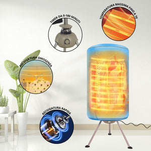 MOHOME Asciugabiancheria Elettrico Aria Calda Armadio Asciugatrice Rapida Tridimensionale Omogenea Stendibiancheria Timer Regolabile 180 min Dimensioni 152 x 66 cm Basso Consumo Portatile Silenzioso