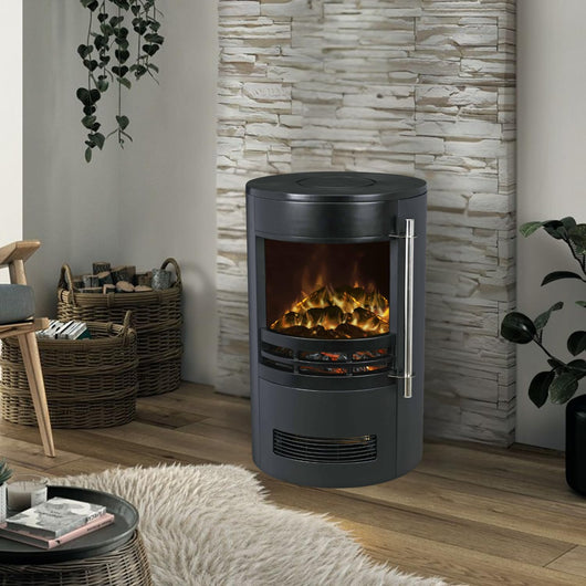 MOHOME Caminetto Elettrico Parete Camino Nero Termostato Regolabile Effetto Fuoco Fiamma Realistico Dispositivo Protezione Riscaldamento Stufa Termica 2 Potenze Calore Silenzioso