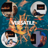 MOHOME Caminetto Elettrico Parete Camino Nero Termostato Regolabile Effetto Fuoco Fiamma Timer Telecomando Remoto Stufa Termica 2 Potenze Calore Silenzioso