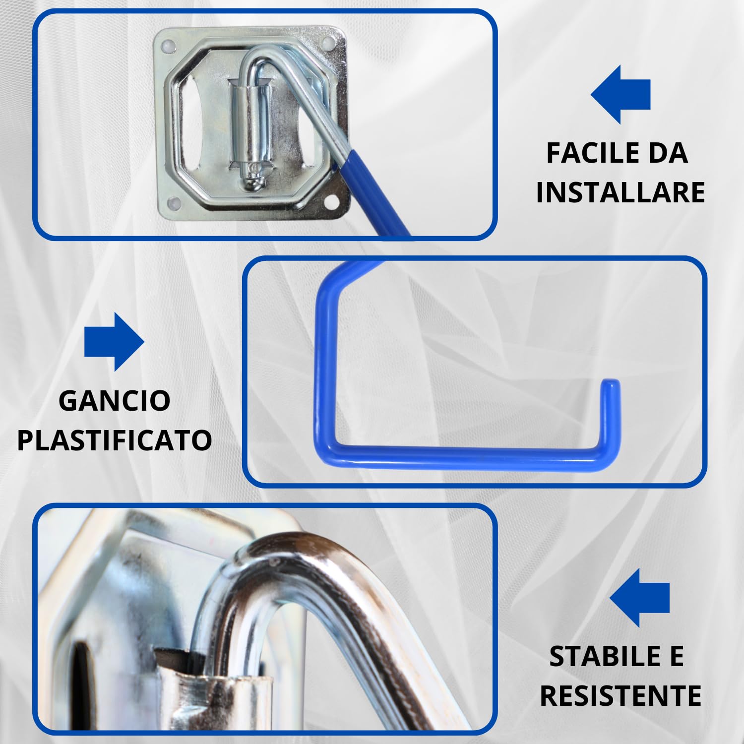 OWIJI Supporto Portatutto Soffitto Set da 2 Parete Gancio Plastificato Staffa Acciaio Zincato Robusta Resistente Casa Garage