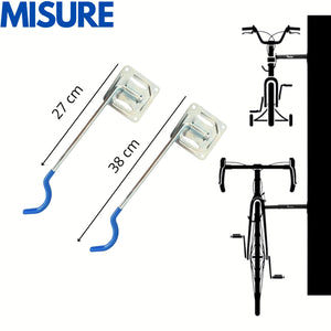 OWIJI Portabici Parete Mensola Set da 2 Supporto Pieghevole Bicicletta Acciaio Zincato Gancio Plastificato Morbido Sicuro Robusto