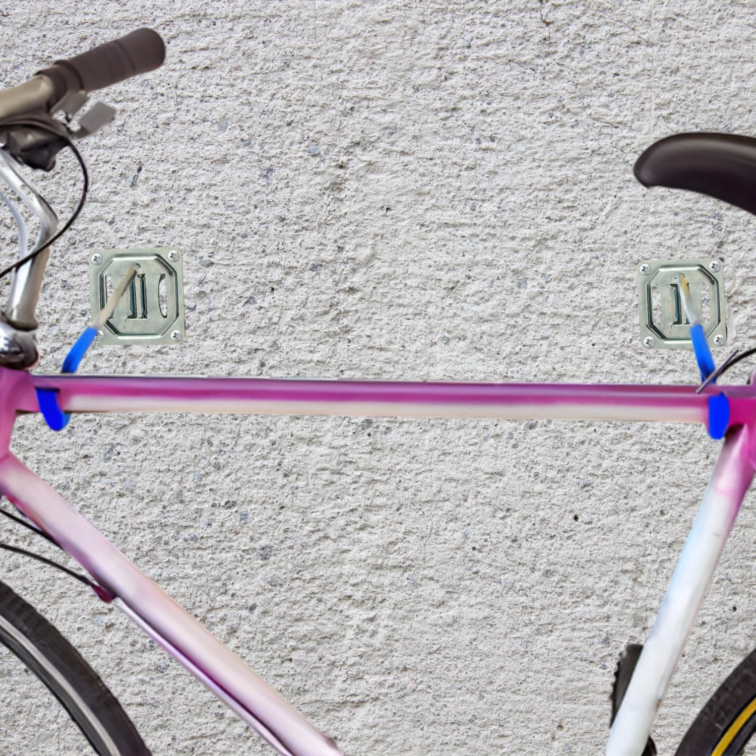 OWIJI Portabici Parete Mensola Set da 2 Supporto Pieghevole Bicicletta Acciaio Zincato Gancio Plastificato Morbido Sicuro Robusto