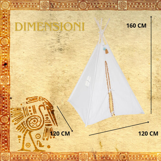 MOHOME Tenda Bambini Cameretta Beige Casa Giochi Casetta Capanna Motivo Indiani Ragazzi Ragazze Interni Esterni Borsa Trasportabile Cameretta Stanza Giochi