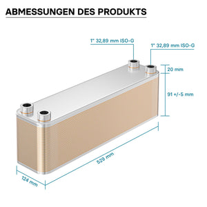 Scambiatore a piastre saldobrasate in acciaio inox, 40 piastre Max 440 kW