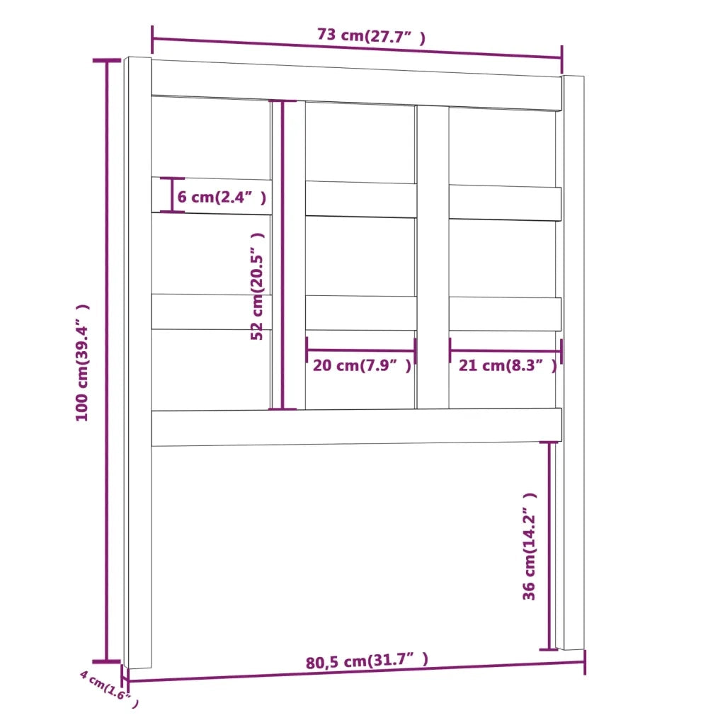 Testiera per Letto ambra 80,5x4x100cm in Legno Massello di Pino