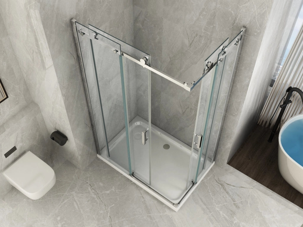 Box doccia due lati scorrevole cristallo 8mm trasparente h.195 FLUIDA 80x100 cm