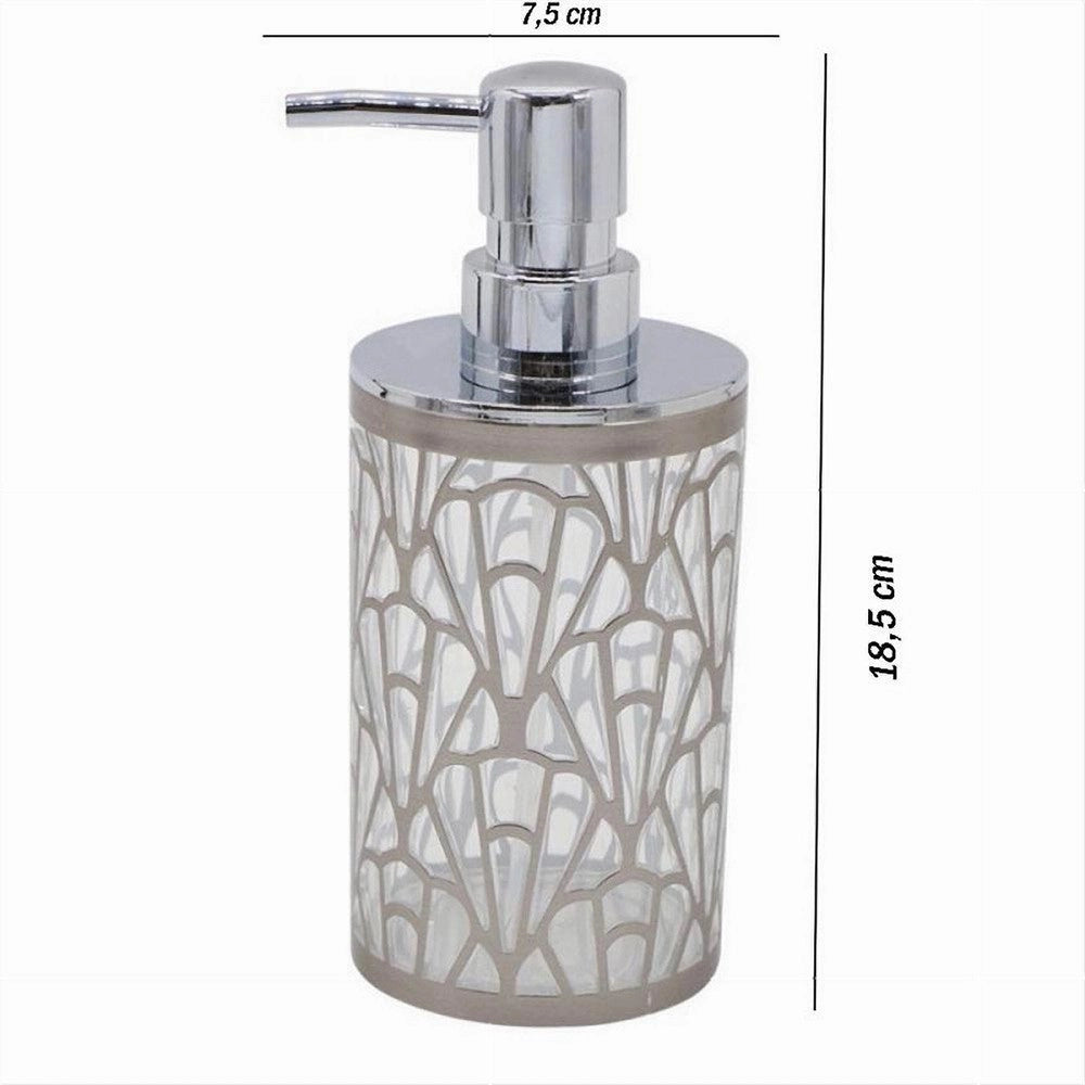 Trade Shop - Dispenser Per Sapone Liquido Argento Contemporaneo Dosatore Arredo Bagno 59100 -