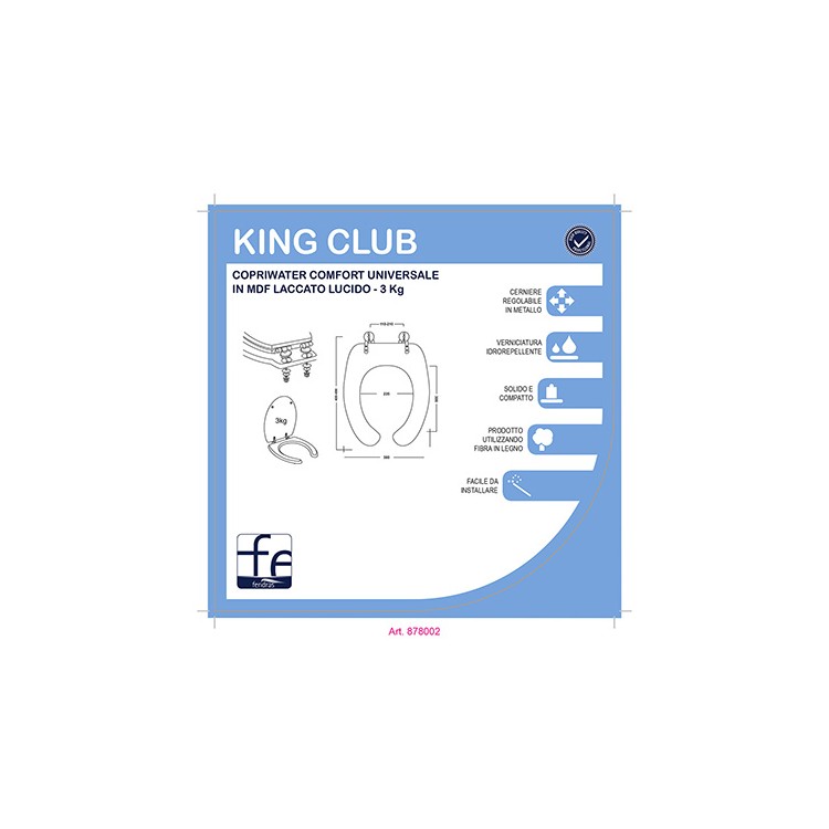 SEDILE COPRIWC KING CLUB IN MDF BIANCO
