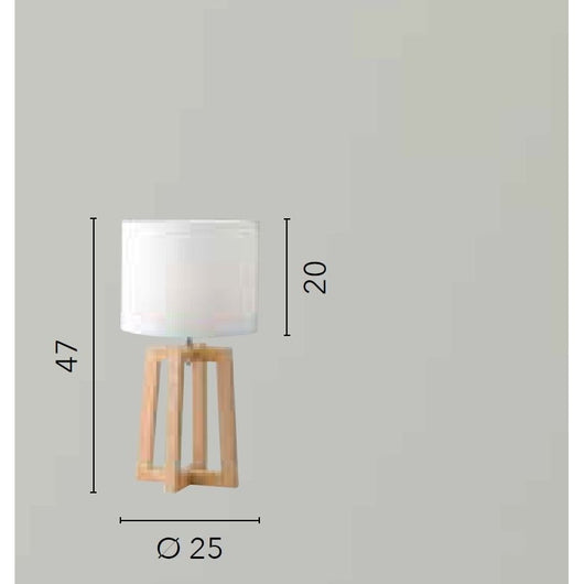 LAMPADA DA TAVOLO BERRY BASE IN LEGNO E PARALUME IN TESSUTO ATTACCO E14 DIAMETRO CM.25X47H.