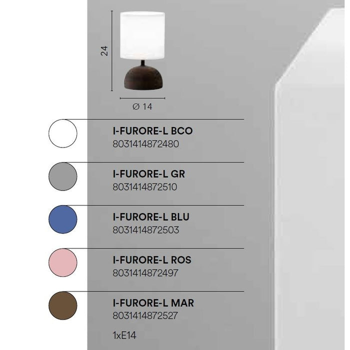 LAMPADA DA TAVOLO FURORE E14 D.14X24CM MARRONE.