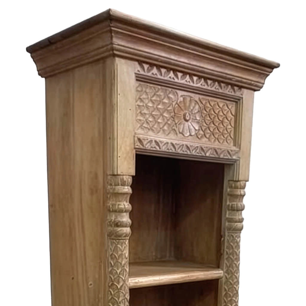 Libreria in legno con finitura artigianale marrone, 57x38x180h cm