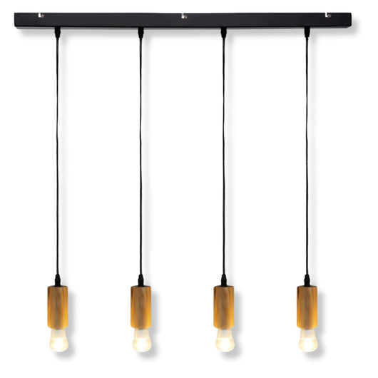 MOHOME Lampada Sospensione 4 Luci E27 Industriale Legno Vintage Plafoniera Lampadario Soffitto Paralume Ferro Illuminazione Sala Pranzo Soggiorno Camera Letto Ufficio