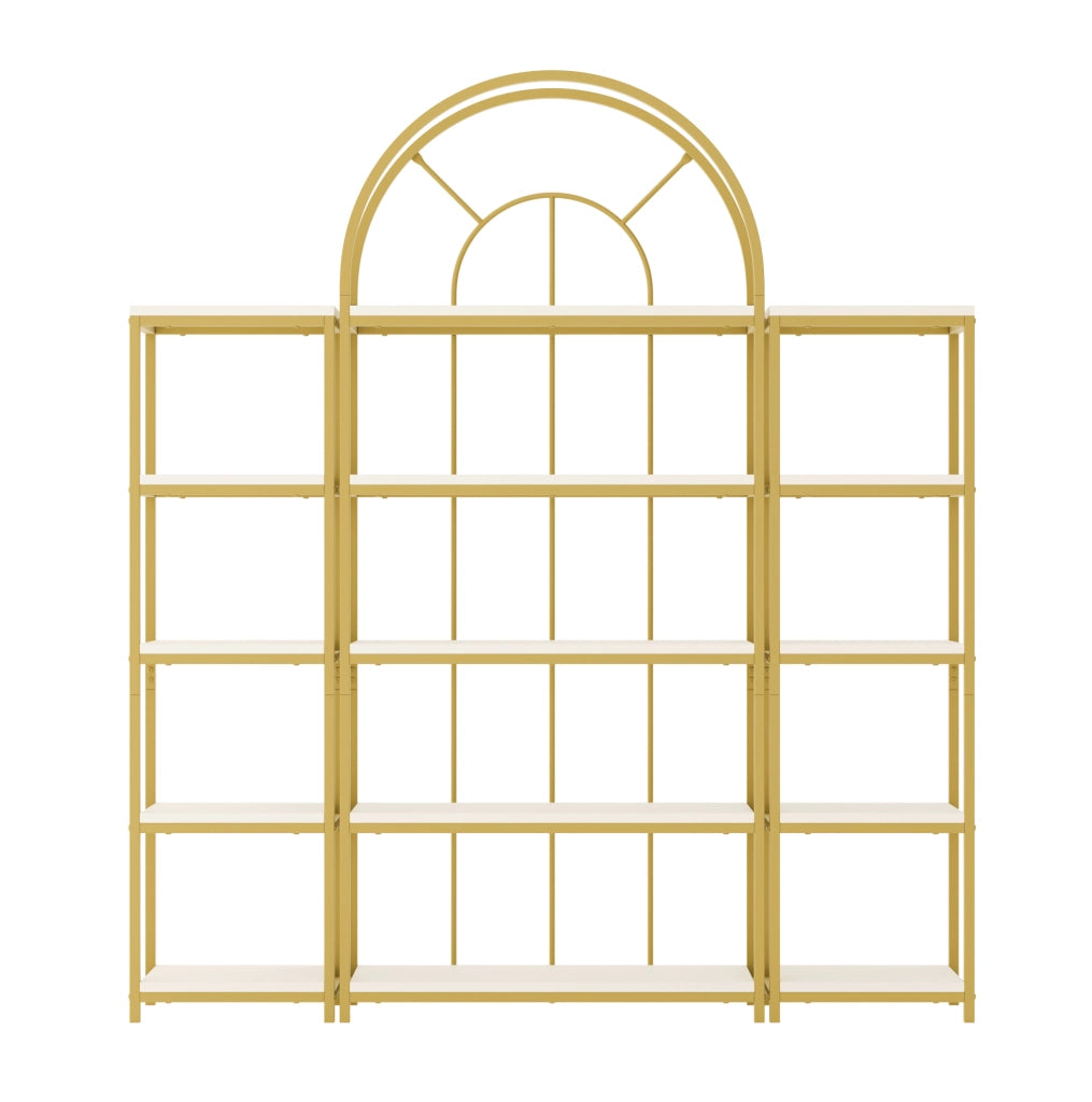 Libreria modulare 3 elementi 163x30x184 cm bianca e oro