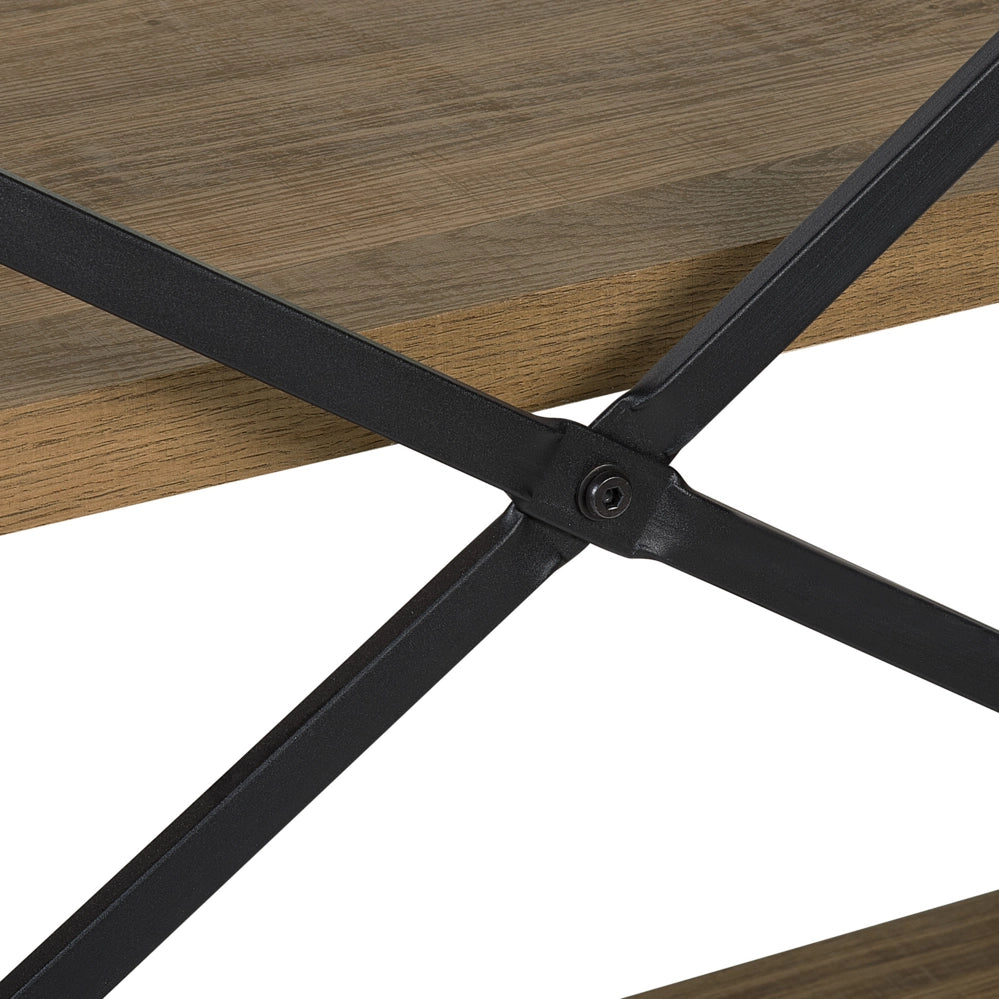 Libreria a 3 livelli in legno scuro con struttura in metallo Nero Ripiani aperti contenitore Minimalista unità autoportante