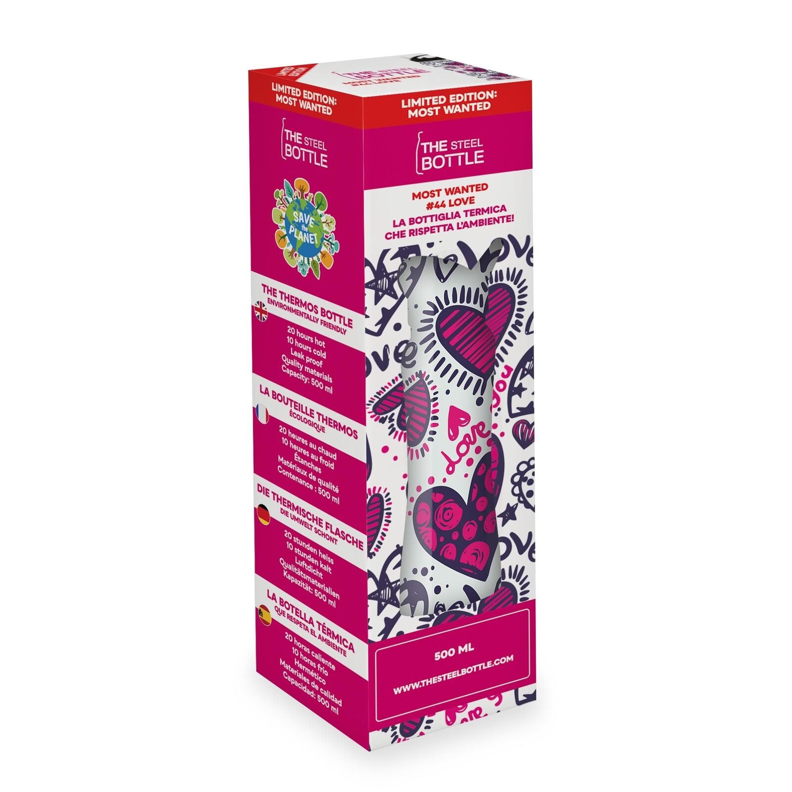 The Steel Bottle TSBMW44LOV Uso quotidiano 500 ml Acciaio Multicolore