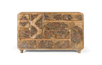Credenza in legno massello di mango con dettagli dipinti 148 cm