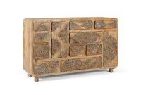 Credenza in legno massello di mango con dettagli dipinti 148 cm