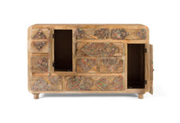 Credenza in legno massello di mango con dettagli dipinti 148 cm
