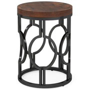 Tavolino da caffè rotondo per soggiorno in MDF e metallo Ø45×50 cm nero e marrone