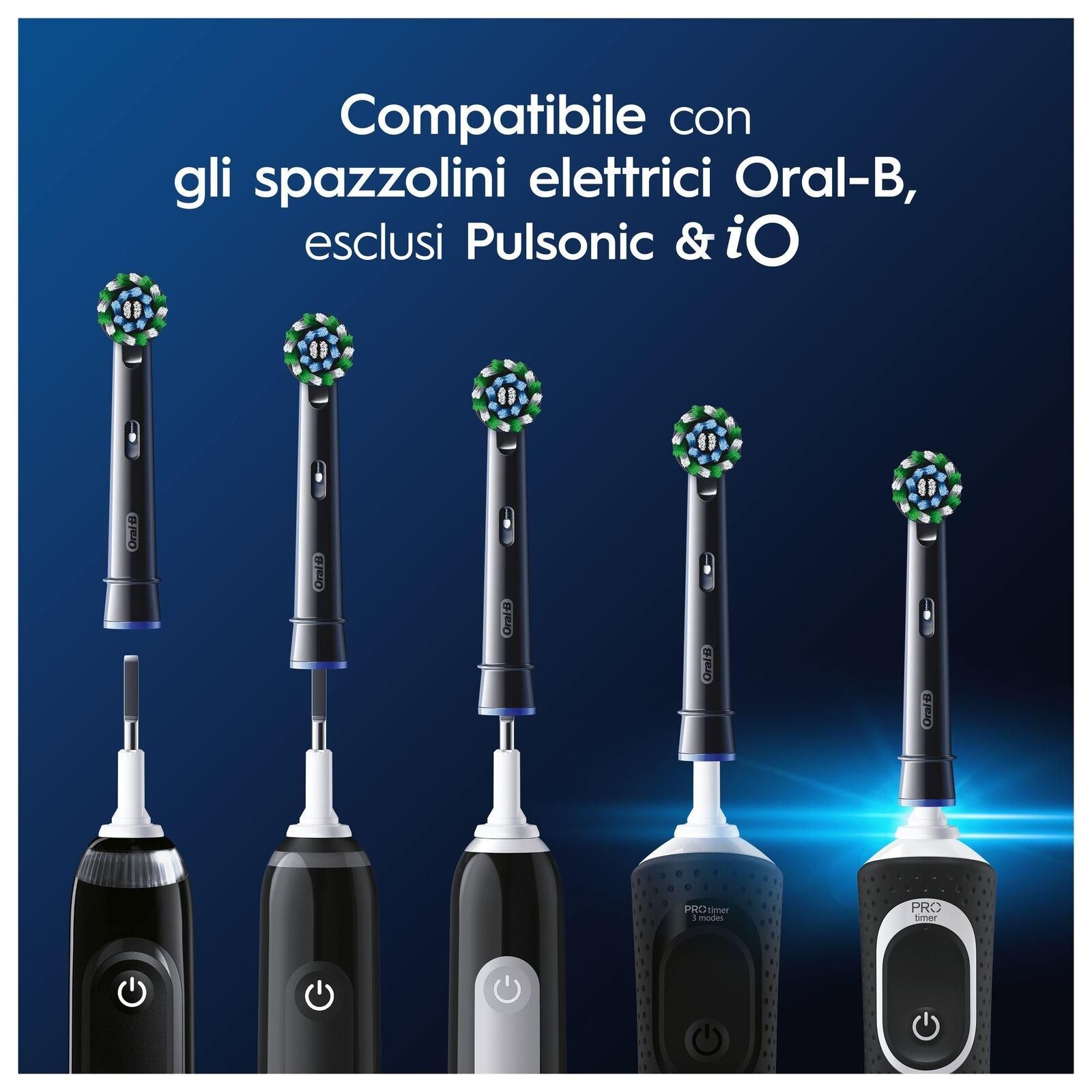Oral-B Testine Di Ricambio Pro Cross Action Black, 5 Testine