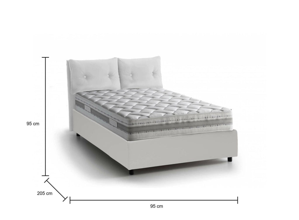 Anzi, Letto Singolo Contenitore Made in Italy, Bianco
