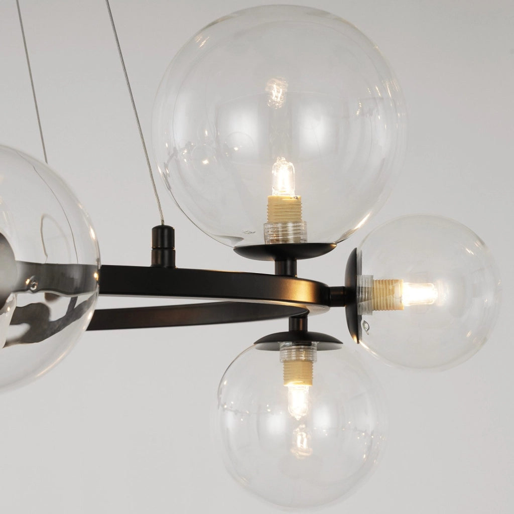 Lampada a sospensione ZMH moderna per sala da pranzo 14 fiamme lampadario G9 con sfera in vetro