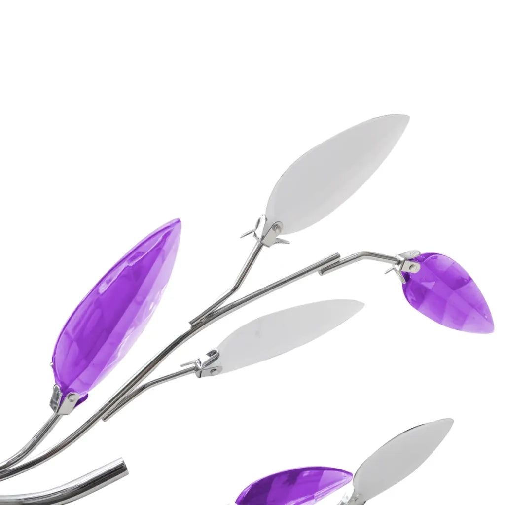 Lampada da Soffitto Bianco e Viola in Cristalli Acrilici 5 E14 241477