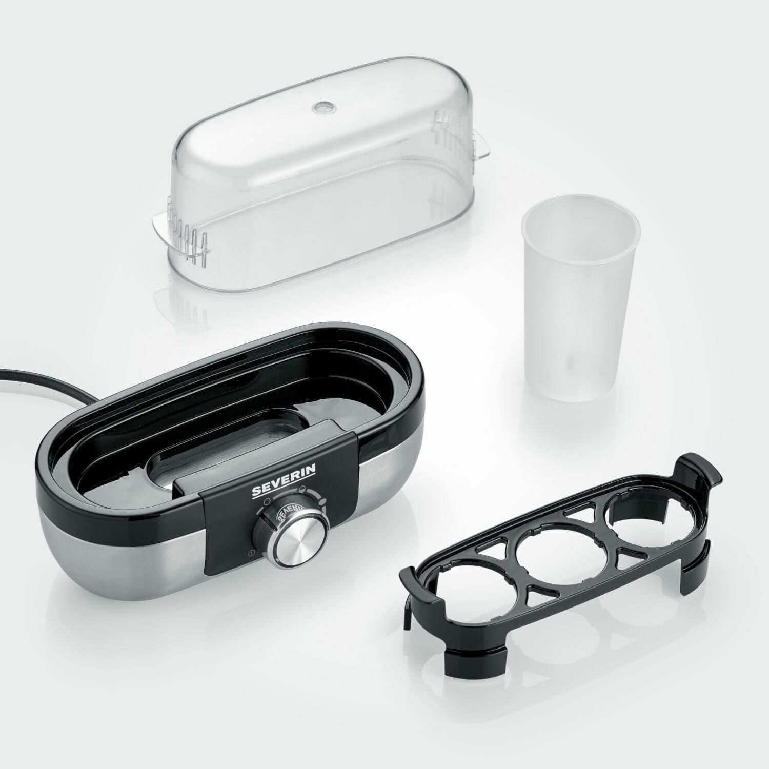 Severin EK 3163 3 uovo/uova Nero, Acciaio inossidabile, Trasparente