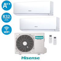 Climatizzatore Hisense Dual Inverter 9+18 5,2kW Serie New Comfort 9000+18000 Btu 2AMW52U4RXC Gas R32 A++ Wi Fi Integrato