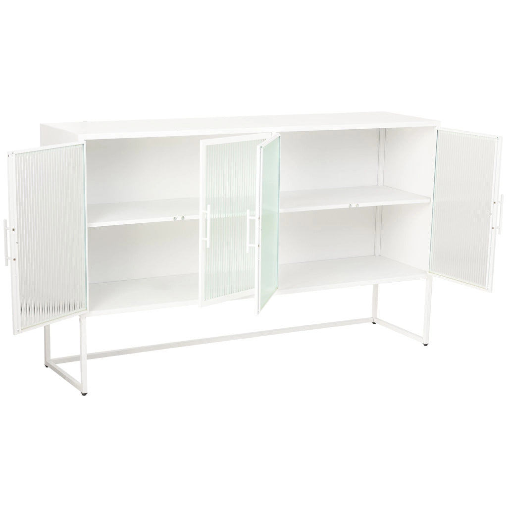 Credenza in metallo bianco a 4 ante 150x38,5x90,5h cm