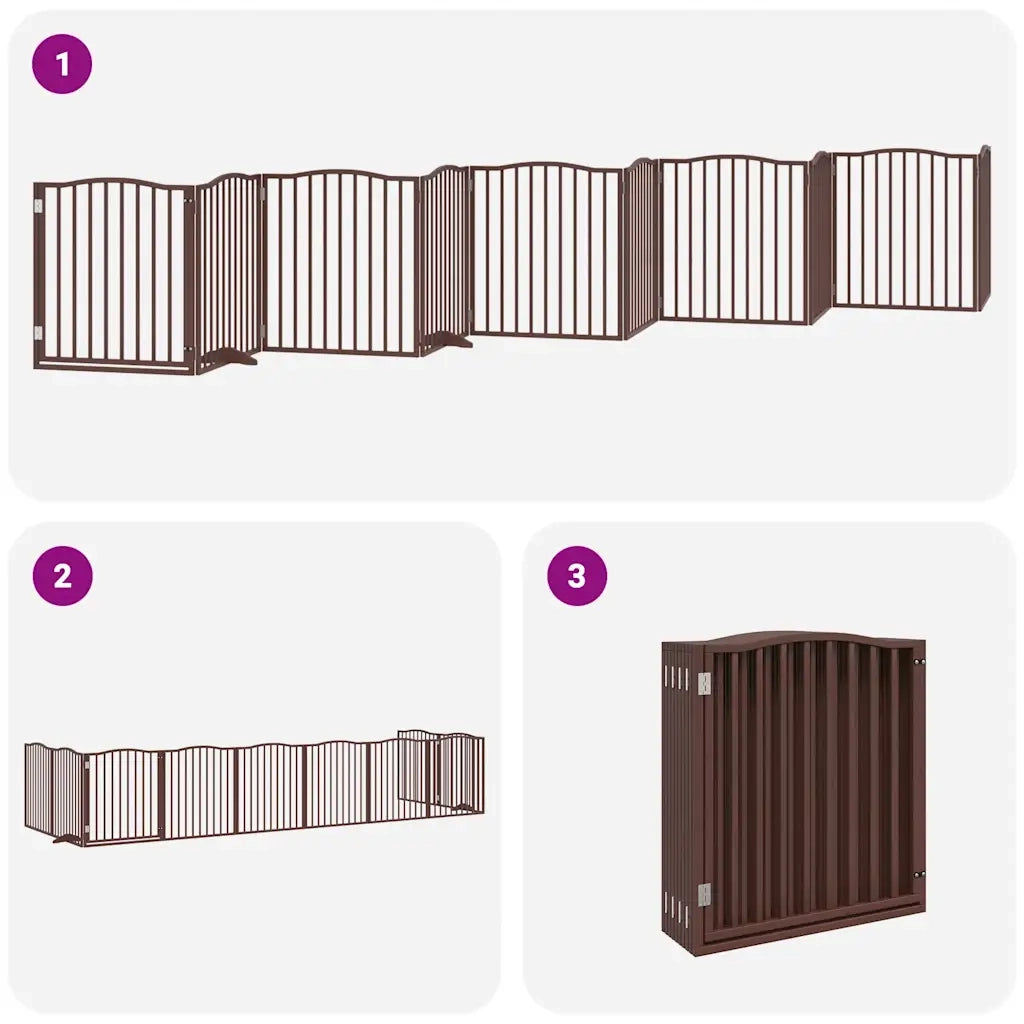 Cancello Cani Porta Pieghevole Marrone 10 Pannelli 800cm Pioppo CFW5415840
