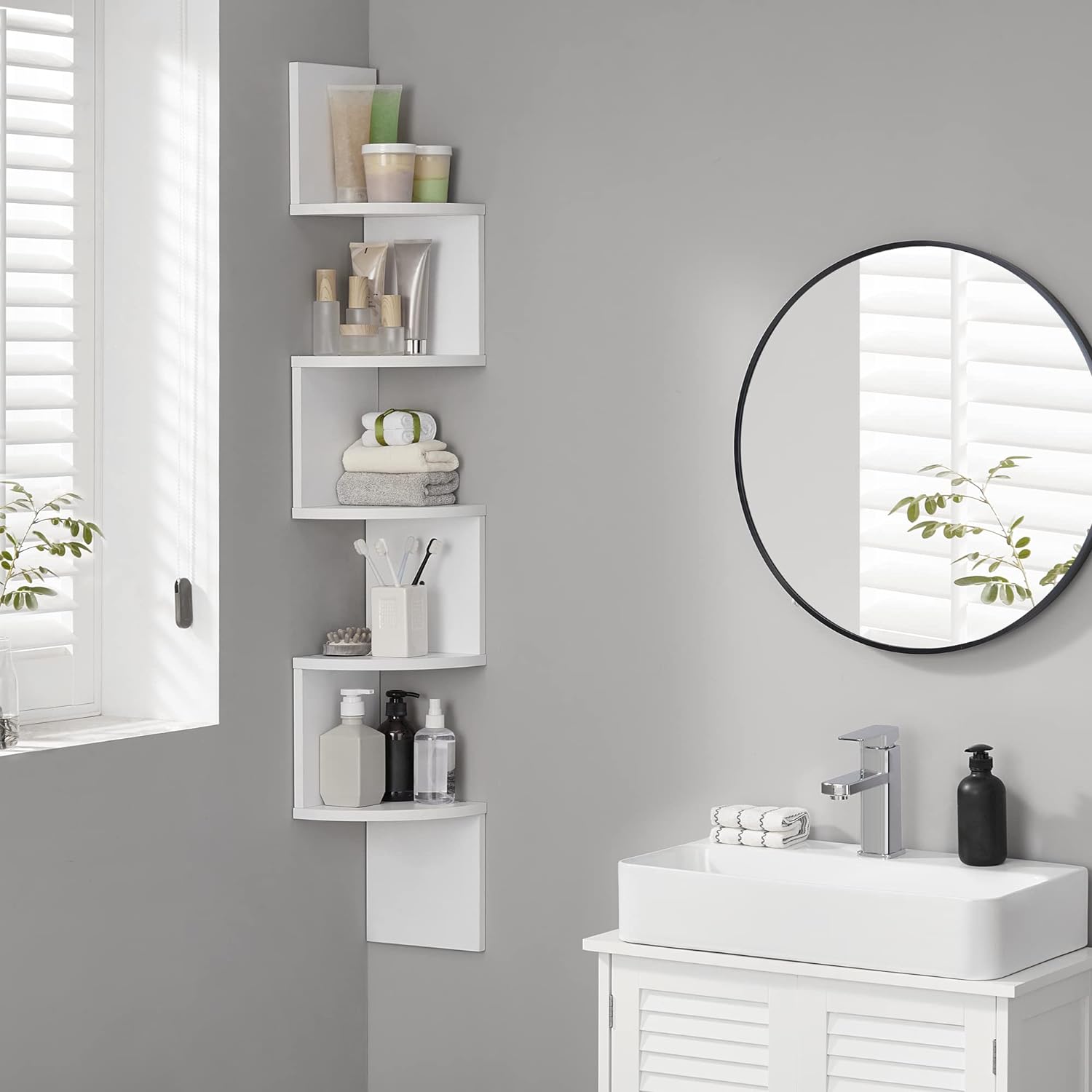 Mensola angolare VALORA - Contenitore moderno in melamina bianca LBC72WT