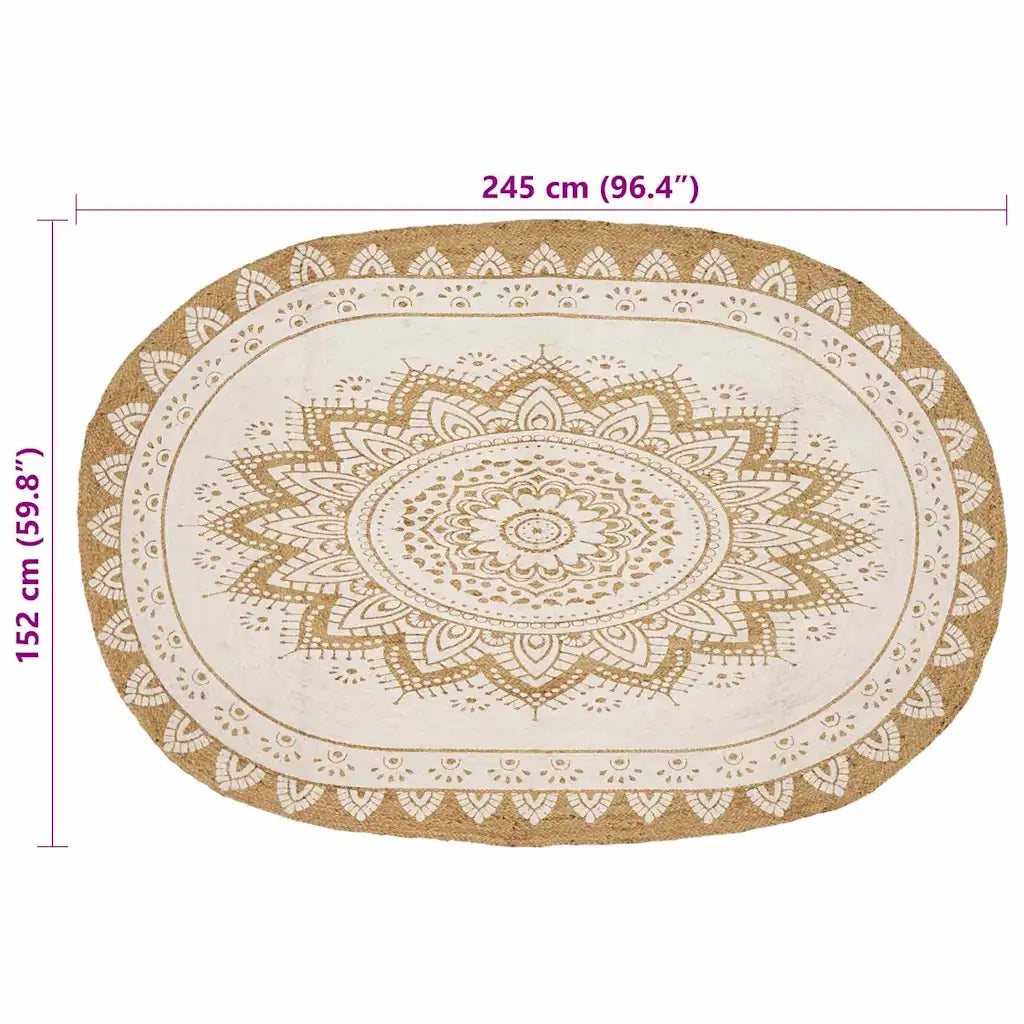 Tappeti per area Naturale con stampa bianca 152 x 245 cm Juta 42010827