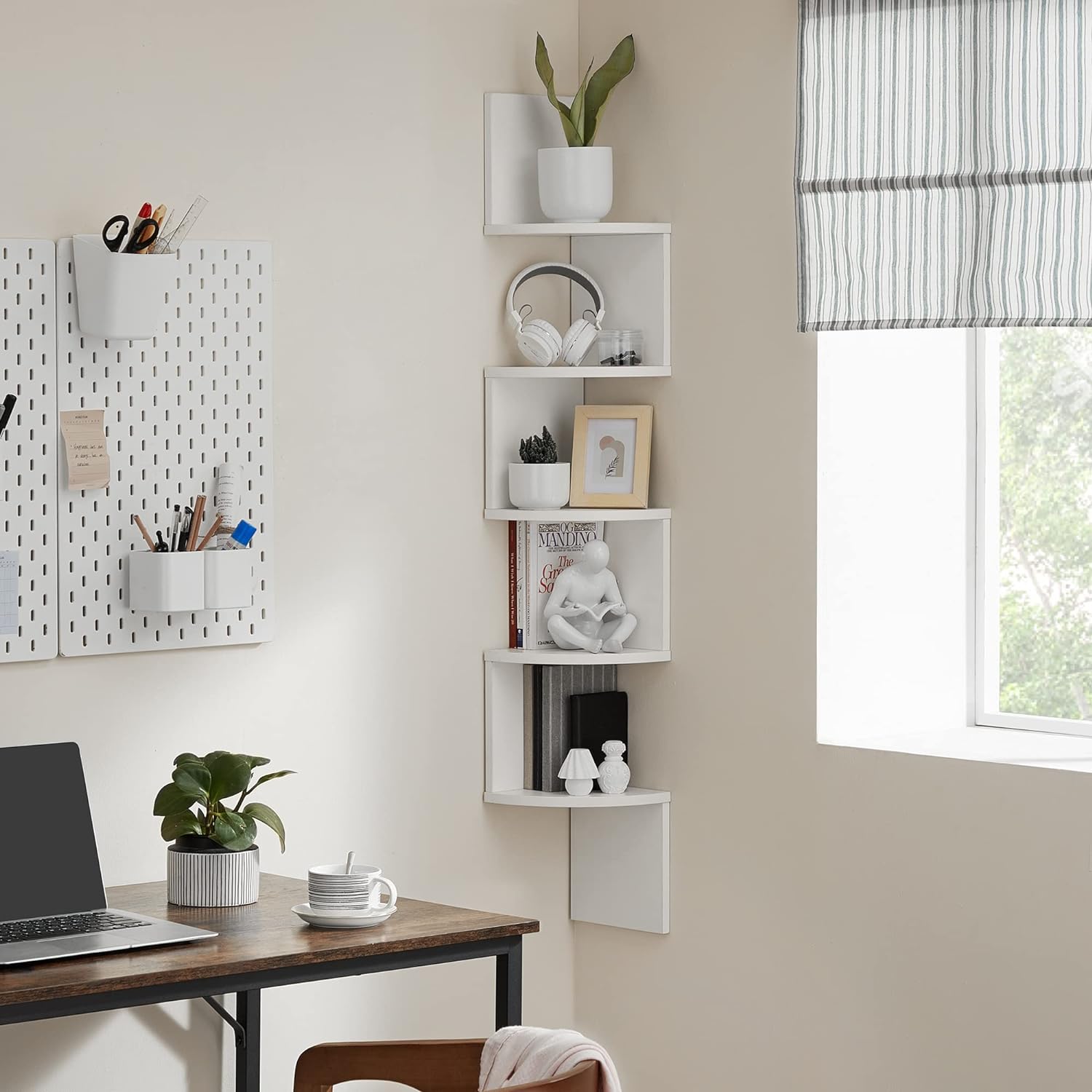 Mensola angolare VALORA - Contenitore moderno in melamina bianca LBC72WT