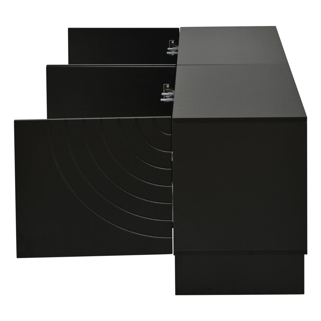 Mobile TV con 4 ante; per soggiorno; in pannello truciolare; 180×40×55 cm; nero