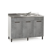 Sottolavello 3 ante 120 cm con lavello colore cemento