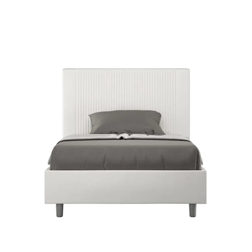 Letto una piazza e mezza senza rete imbottito 120x190 similpelle bianco Goya