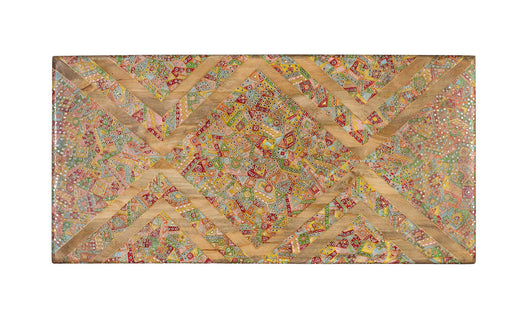 Testiera in legno di mango con mosaici multicolori fatti a mano 80 cm
