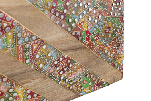 Testiera in legno di mango con mosaici multicolori fatti a mano 80 cm